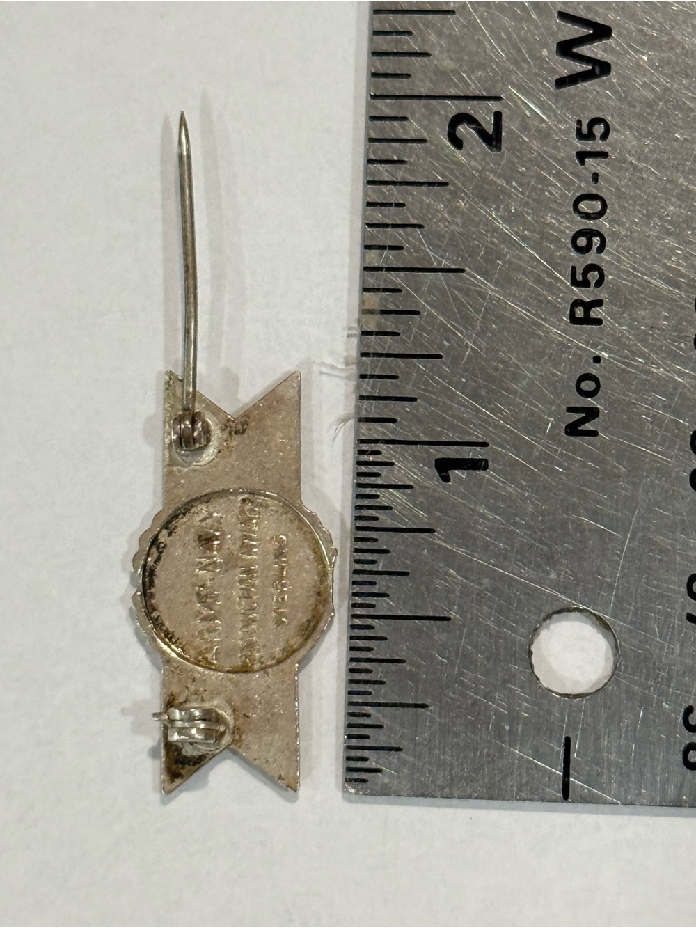 925 Sterling Silver Antique WWII Enamel Army-Navy Production Award Pin Brooch - Picture 7 of 7
